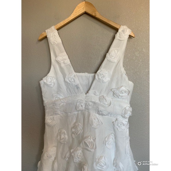 Lulus Large Exceptional Entrance White Sleeveless Tiered Rosette Midi Dress - Picture 8 of 17